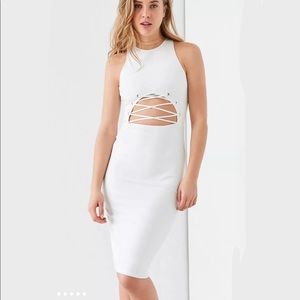 Lace-Up Cutout Midi Dress